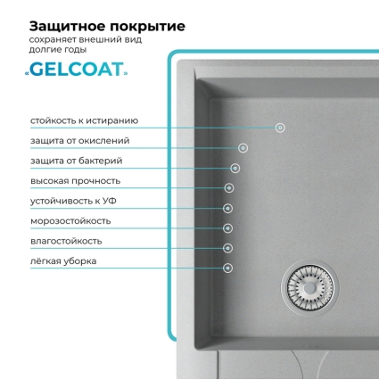 Мойка кухонная POLYGRAN GALS 862 (серый №14)